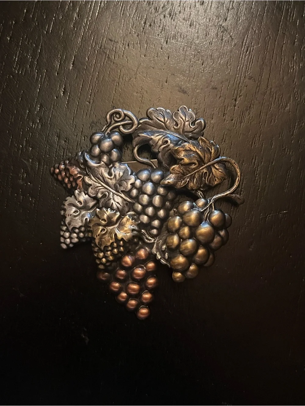 Vintage Grape Cluster Brooch in Mixed Metallic Tones